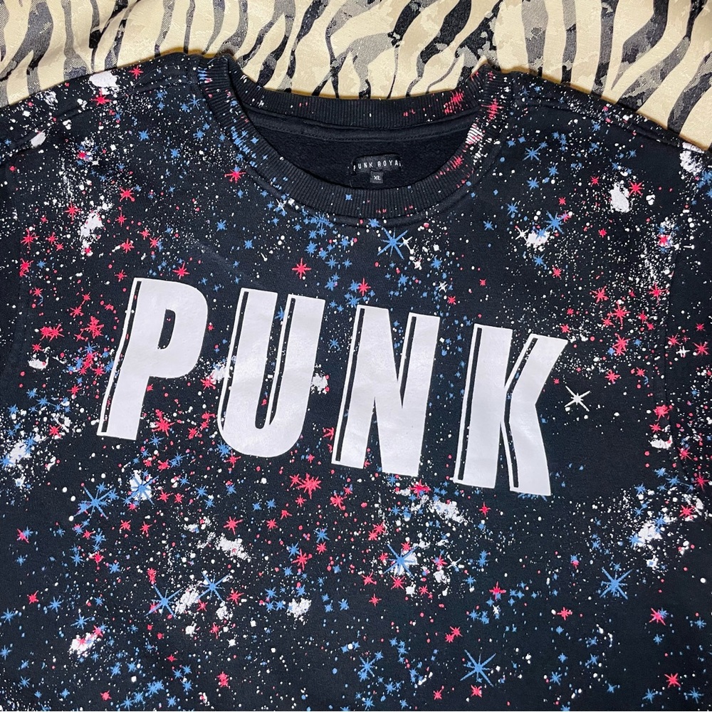 Punk Royal Paint Splatter Crewneck Sweatshirt 🔥XL